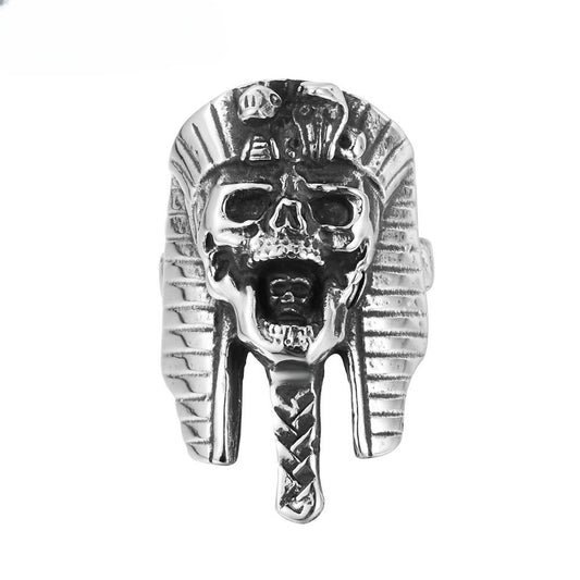 Halloween Egyptian Pharaoh Skull Titanium Steel Ring for Men