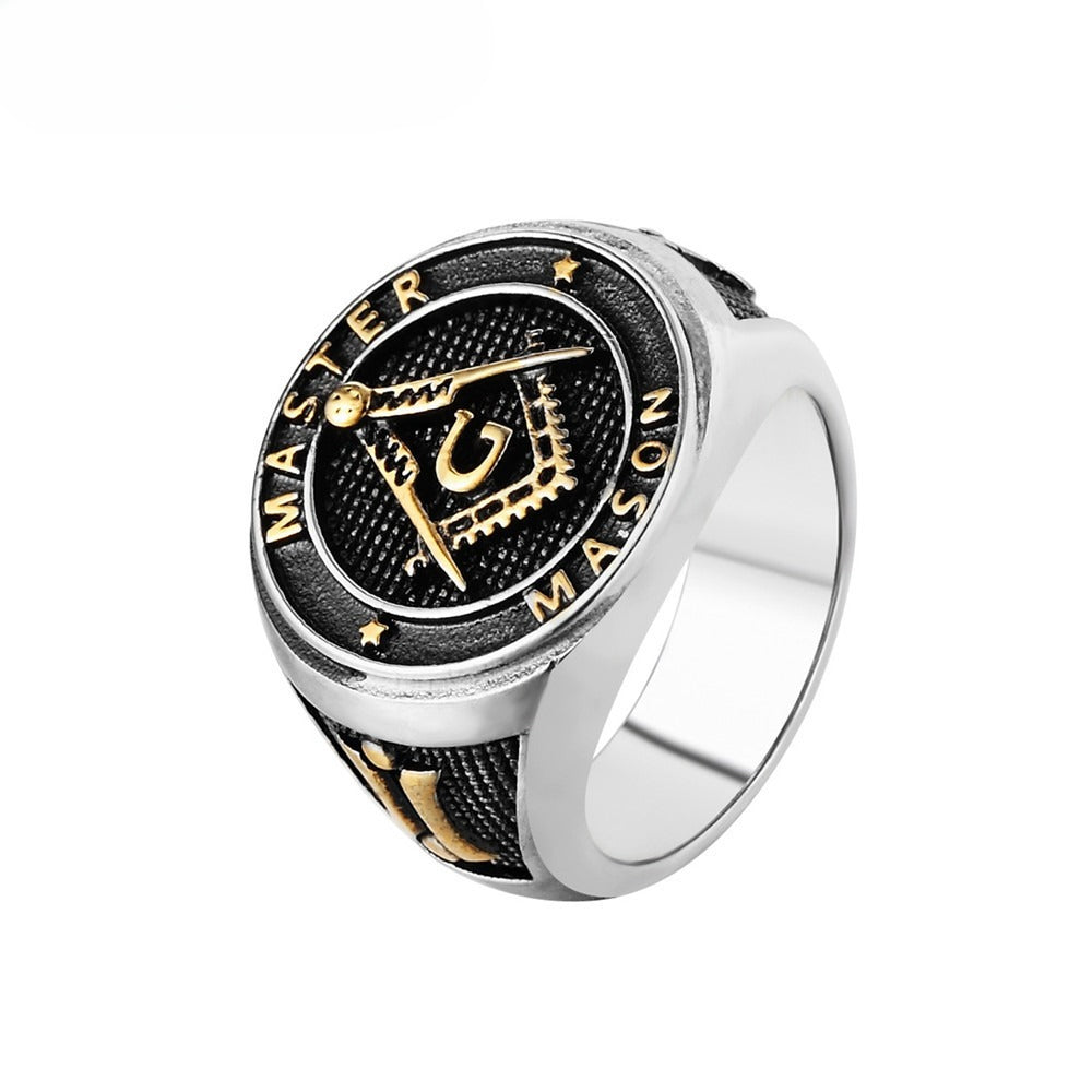 Planderful Everyday Genie Titanium Steel Ring For Men And Unisex Retro Punk Freemasonry Style Durable