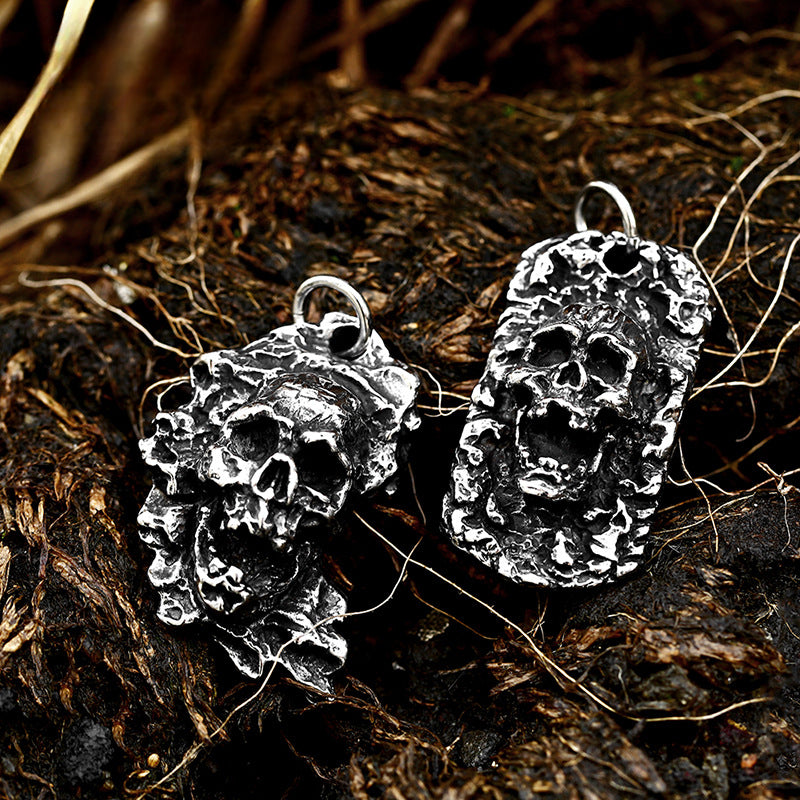 Titanium Steel Skull Ghost Head Pendant - Punk Style Men's Accessory