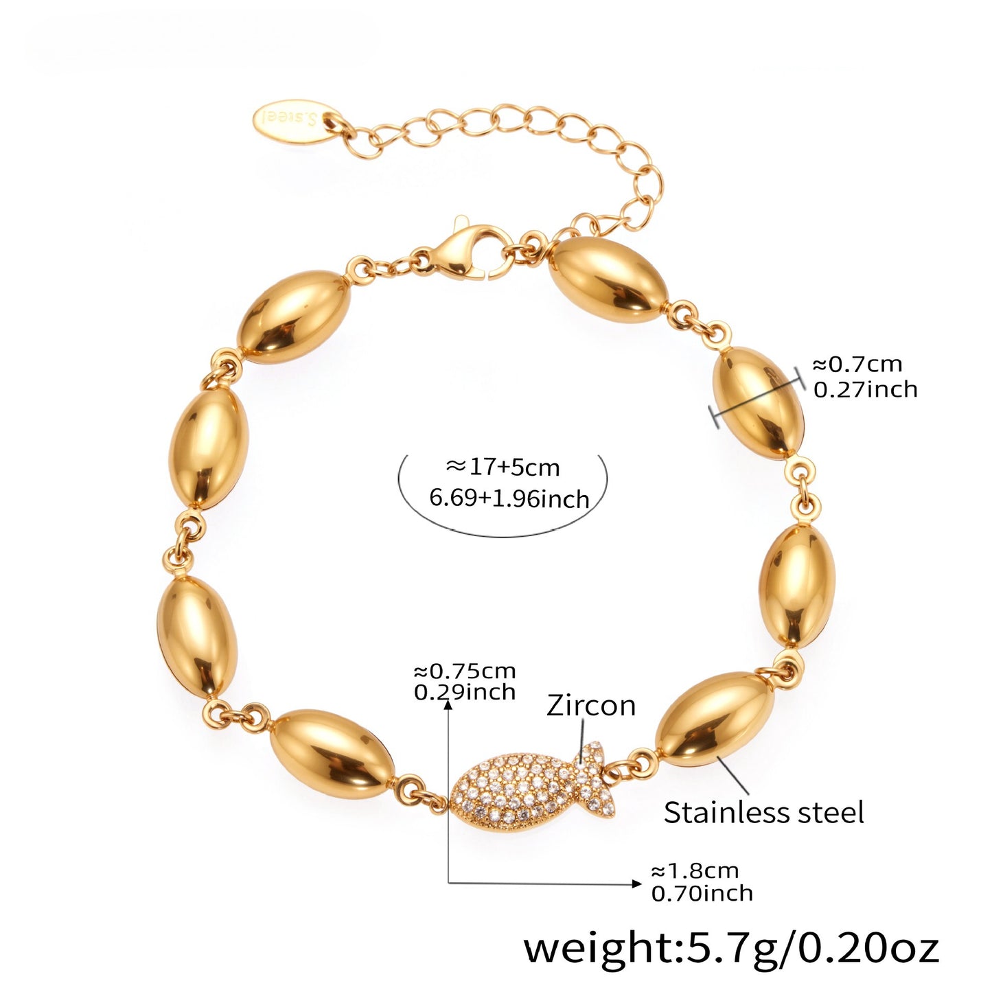 Planderful Polished Stainless Zirconium Bracelet Women