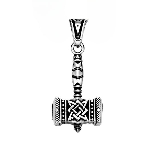Titanium Steel Thor Hammer Pendant with Retro Celtic Knot Design for Men - Wholesale Collection