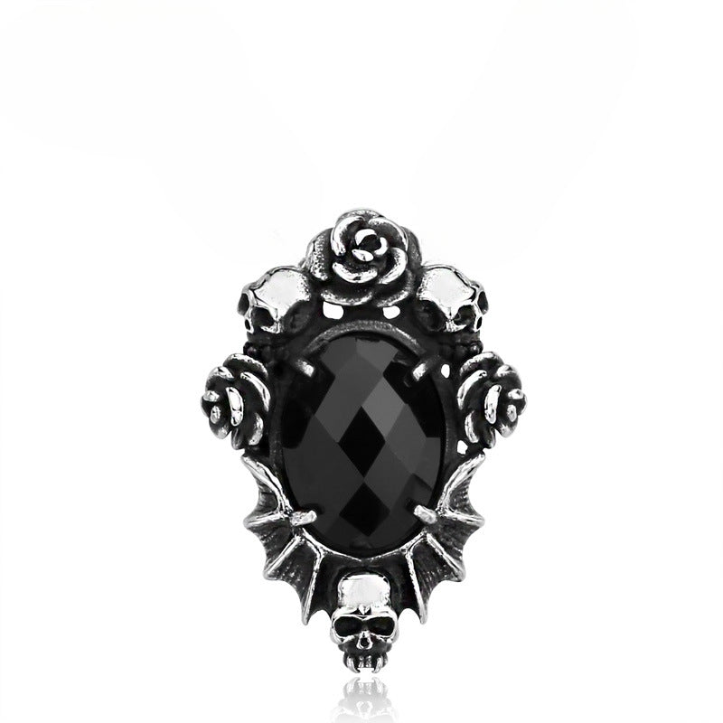 Retro Skull Stone Inlaid Titanium Steel Pendant Jewelry for Men - European and American Style