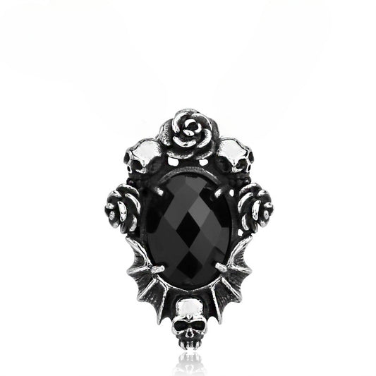 Retro Skull Stone Inlaid Titanium Steel Pendant Jewelry for Men - European and American Style