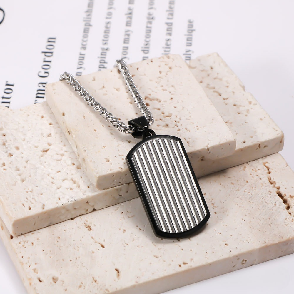 Stainless Steel Wavy Pattern Pendant Necklace For Men
