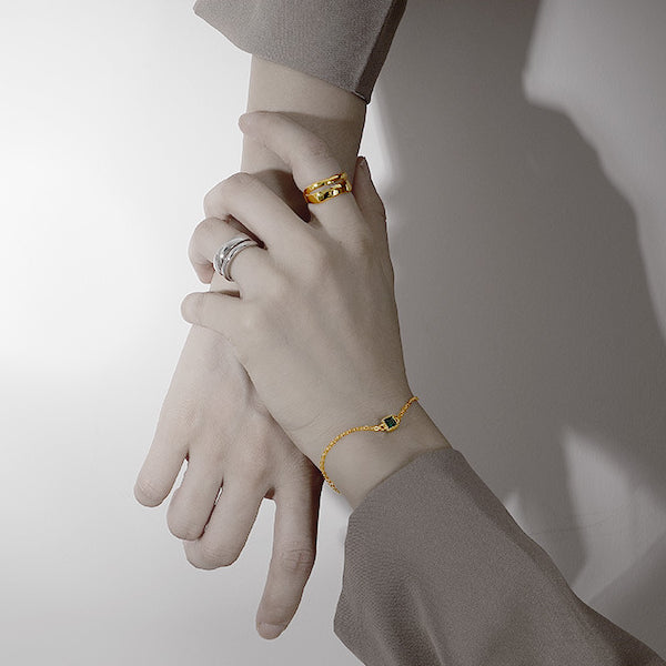 Princess Cut Green Zircon Sterling Silver Bracelet