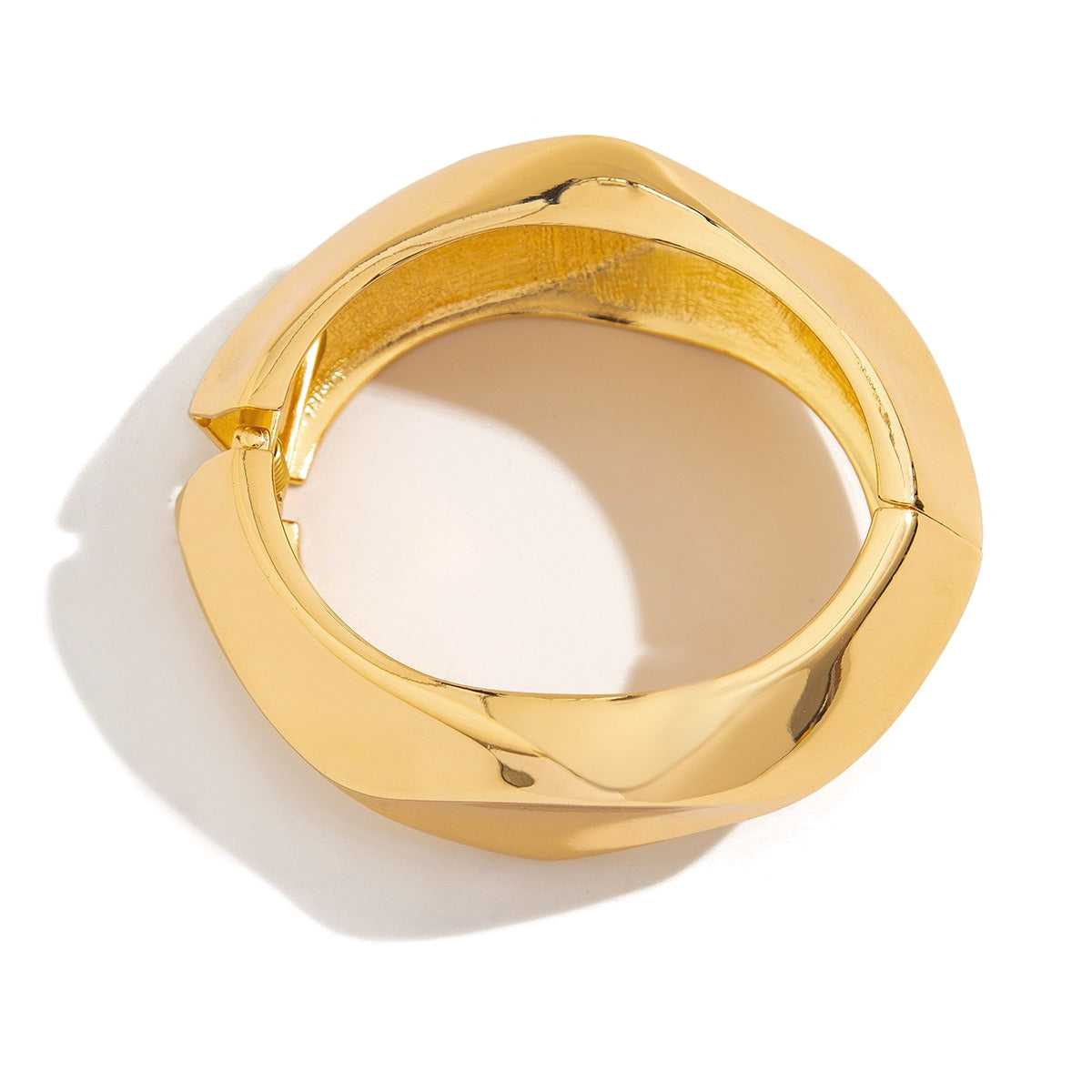 Planderful Metal Wide Bracelet With Smooth Surface Irregular Wave Design For Modern Women Vienna Verve Statement