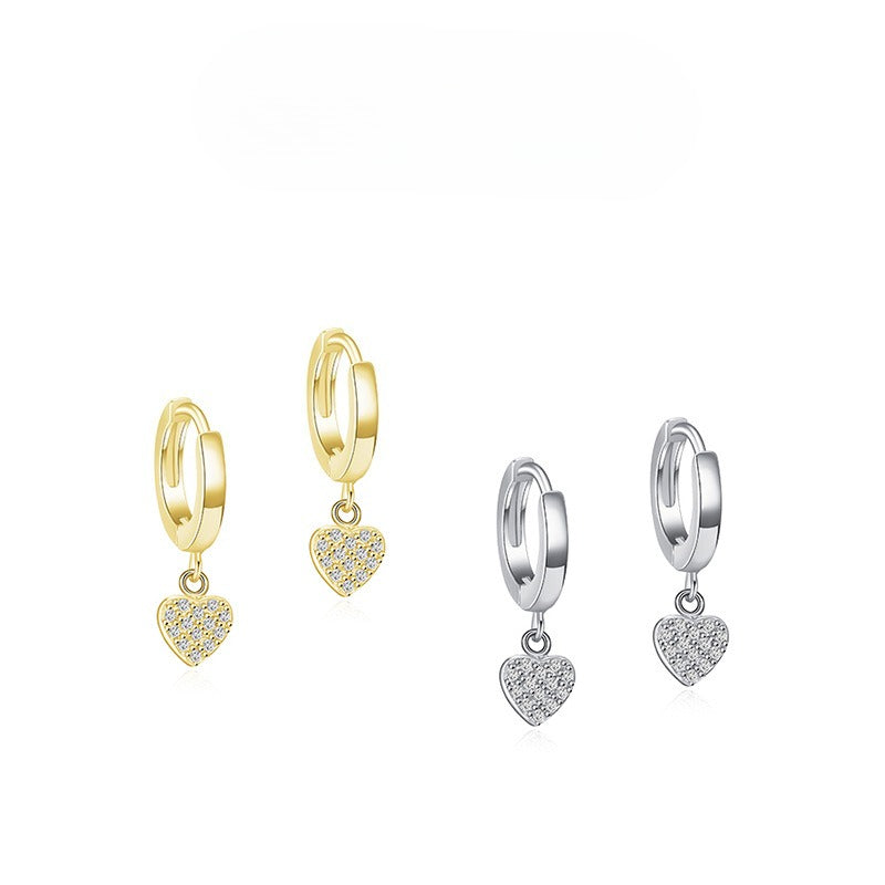925 Sterling Silver Heart Star Hoop Earrings