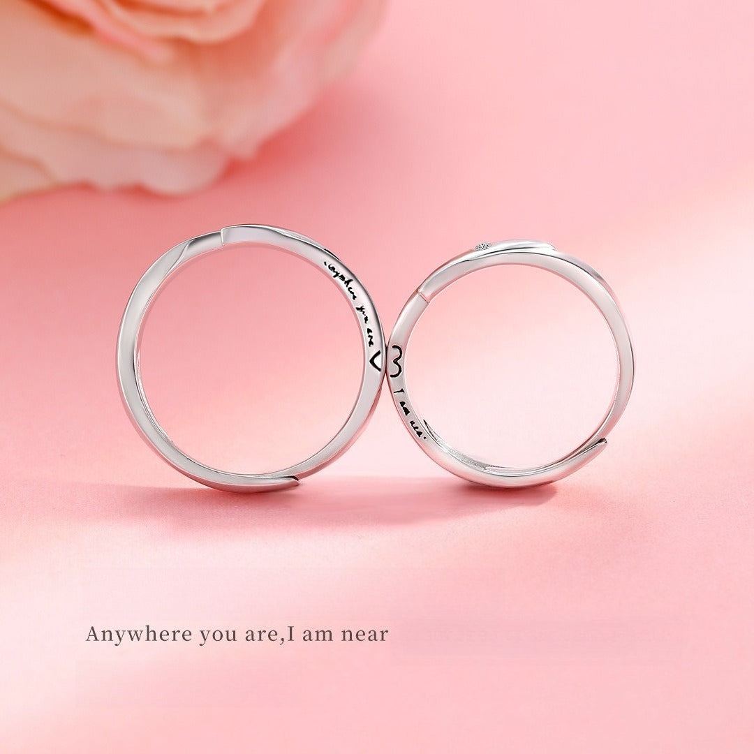 Planderful Jewelry Sterling Silver Couple Ring Magnetic Closure Adjustable Comfort Fit