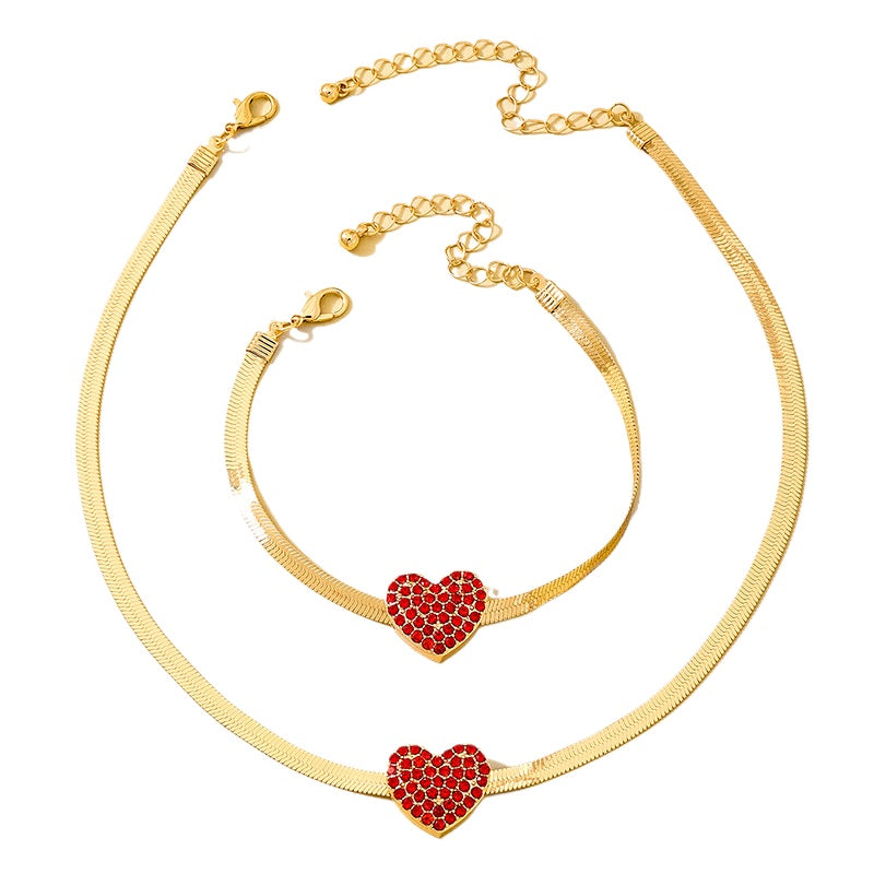 Charming Red Flash Zircon Love Snake Jewelry Set for Women