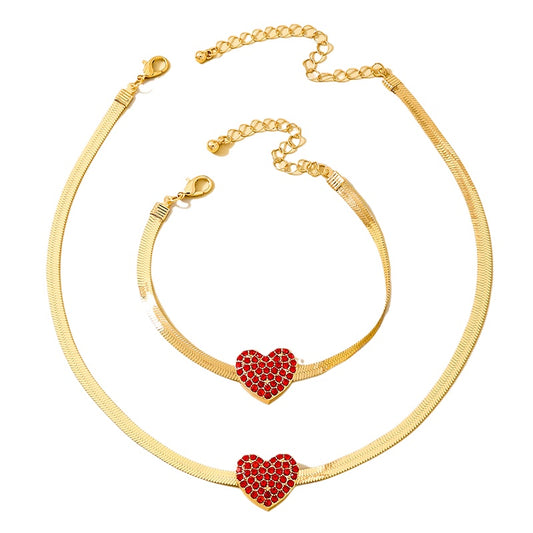 Charming Red Flash Zircon Love Snake Jewelry Set for Women