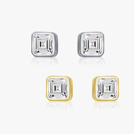 Exquisite S925 Silver Square Zircon Earrings for Elegant Women