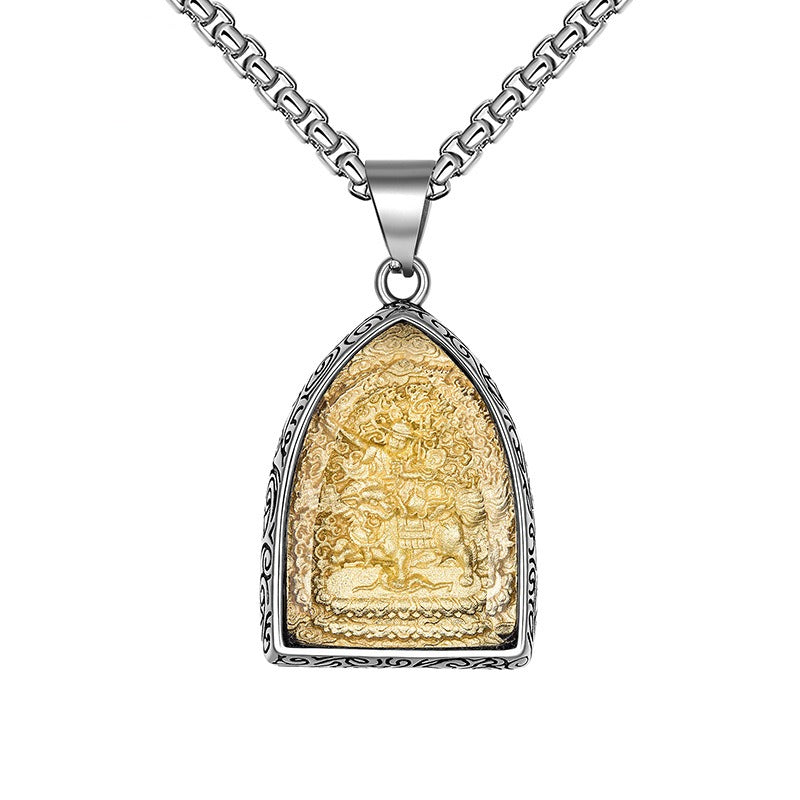 Titanium Steel Necklace – Vintage Thai Amulet Style For Everyday Winter Wear Gift For Boyfriend