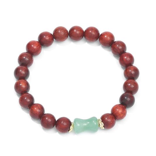 Chinese Style Fortune's Favor Bracelet with Sterling Silver and Sandalwood Beads