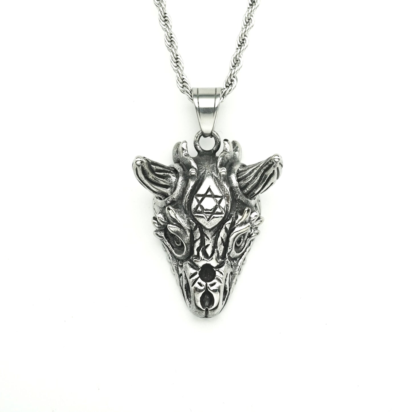 Steel Necklace – Vintage Punk Skull Sheephead Pendant For Men Gothic Jewelry Gift Idea