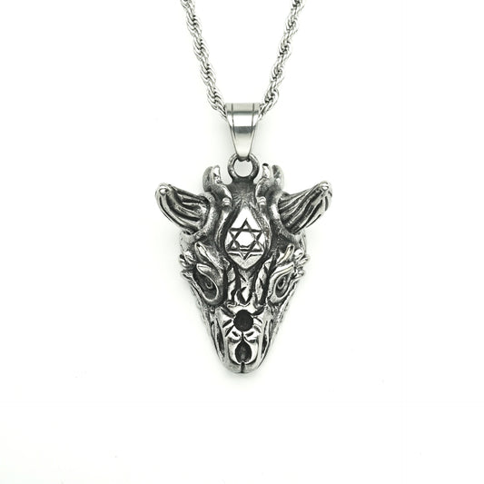 Steel Necklace – Vintage Punk Skull Sheephead Pendant For Men Gothic Jewelry Gift Idea