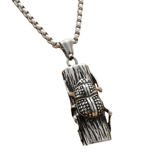 Personalized Titanium Steel Ladybug Tree Pendant - Vintage Punk Beetle Necklace for Men by Planderful