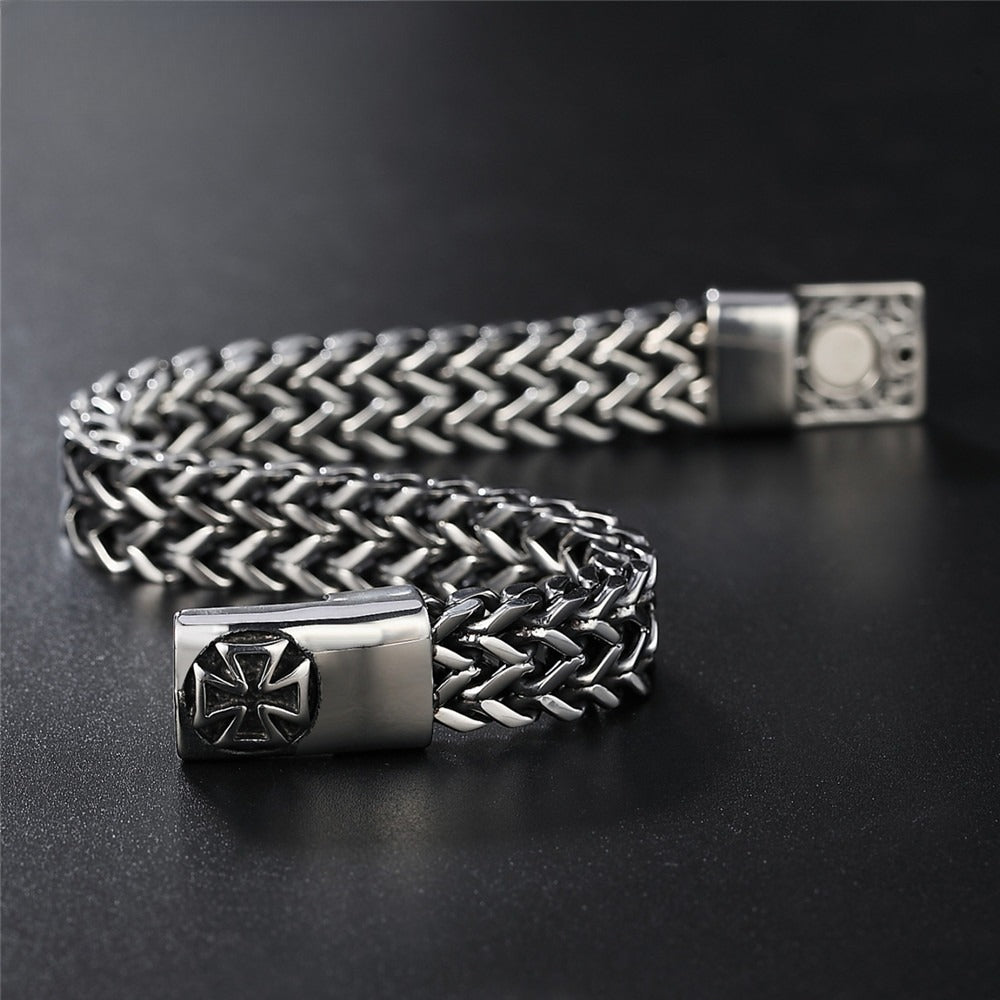 Titanium Steel Cross Bracelet For Men Unisex Protection Statement Planderful Everyday Genie