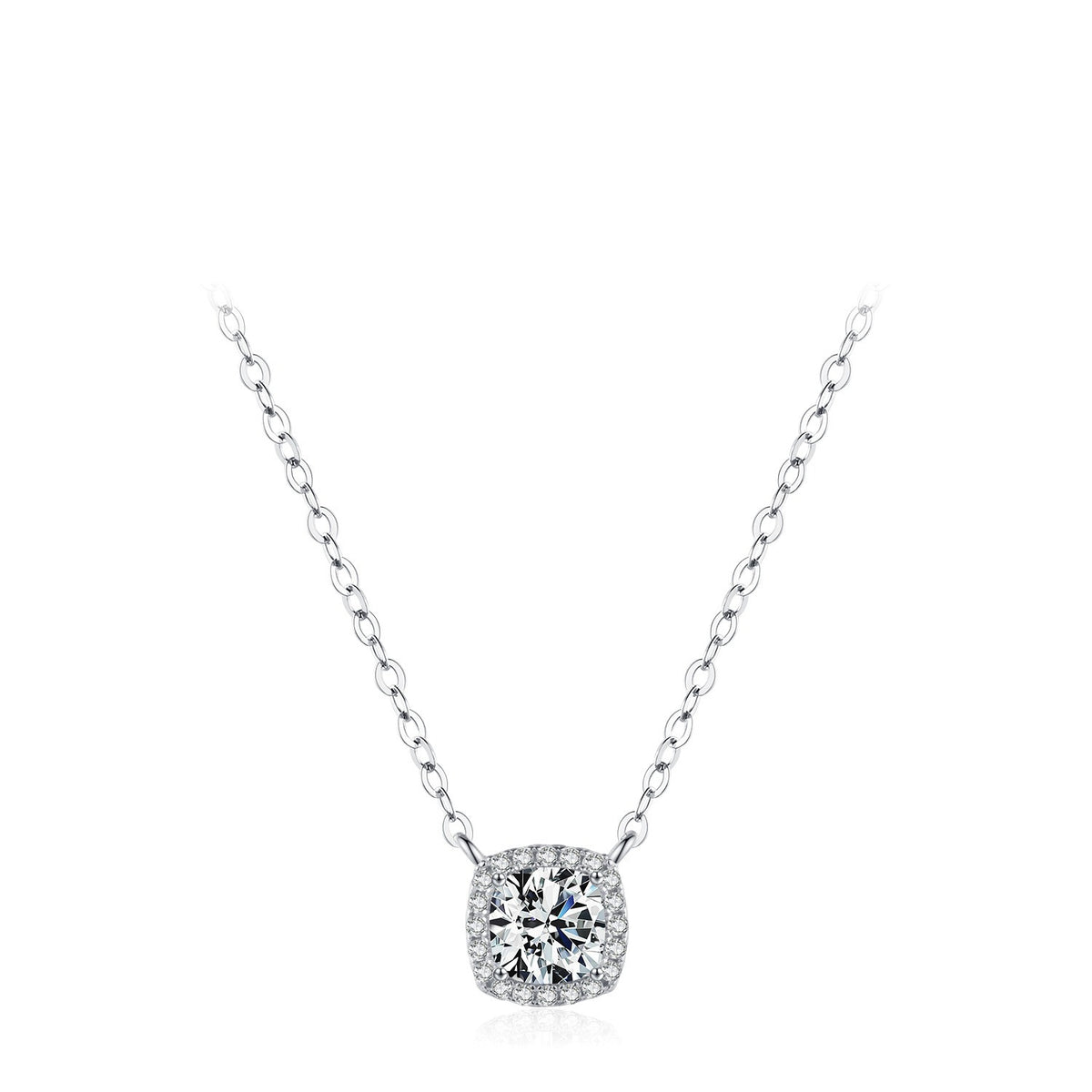 925 Sterling Silver 1 ct Geometric Moissanite Necklace