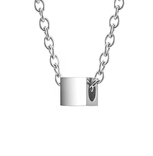 Geometric Square Titanium Necklace Unisex Minimalist Design By Planderful Everyday Genie Collection