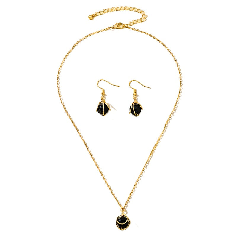 Elegant Metal Tassel Earrings Necklace Set for Women