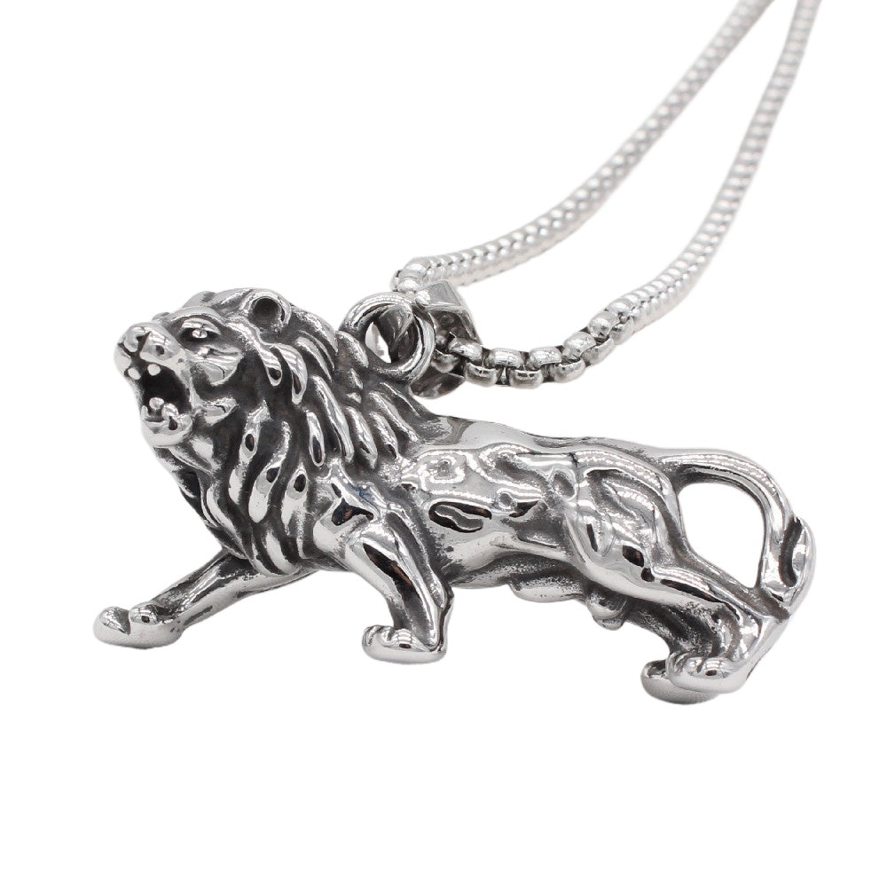 Personalized Men's Titanium Steel Lion Pendant - European and American Fashion Jewelry Wholesale