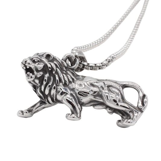 Personalized Men's Titanium Steel Lion Pendant - European and American Fashion Jewelry Wholesale