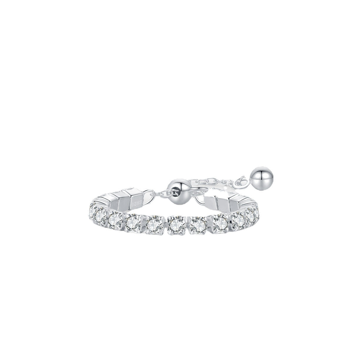 Simple Sterling Silver Zircon Ring with Adjustable Opening