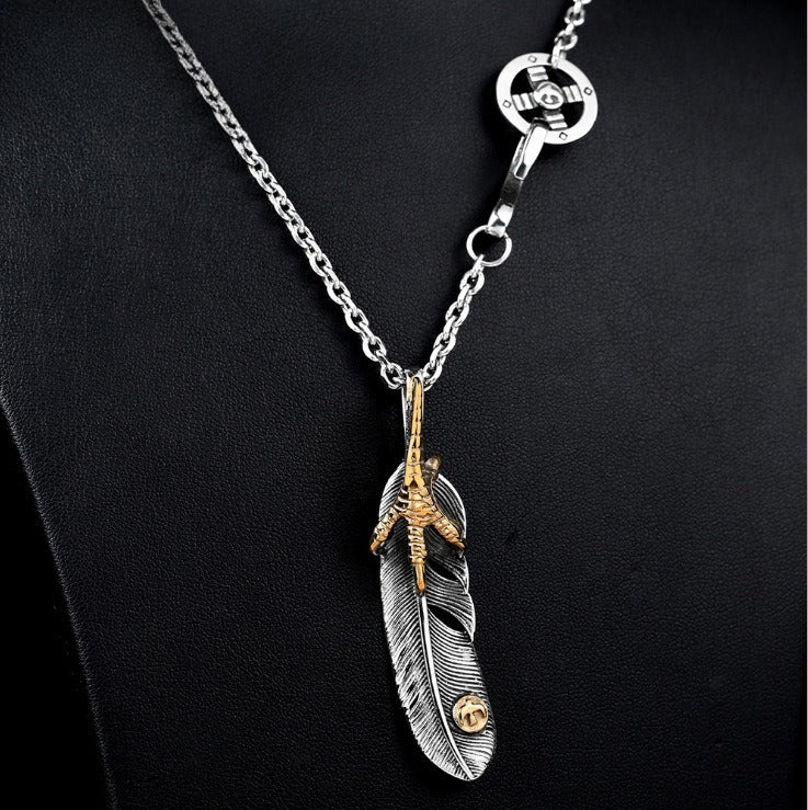 Titanium Steel Pendant For Men & Women – Takahashi Eagle Claw Feather Necklace