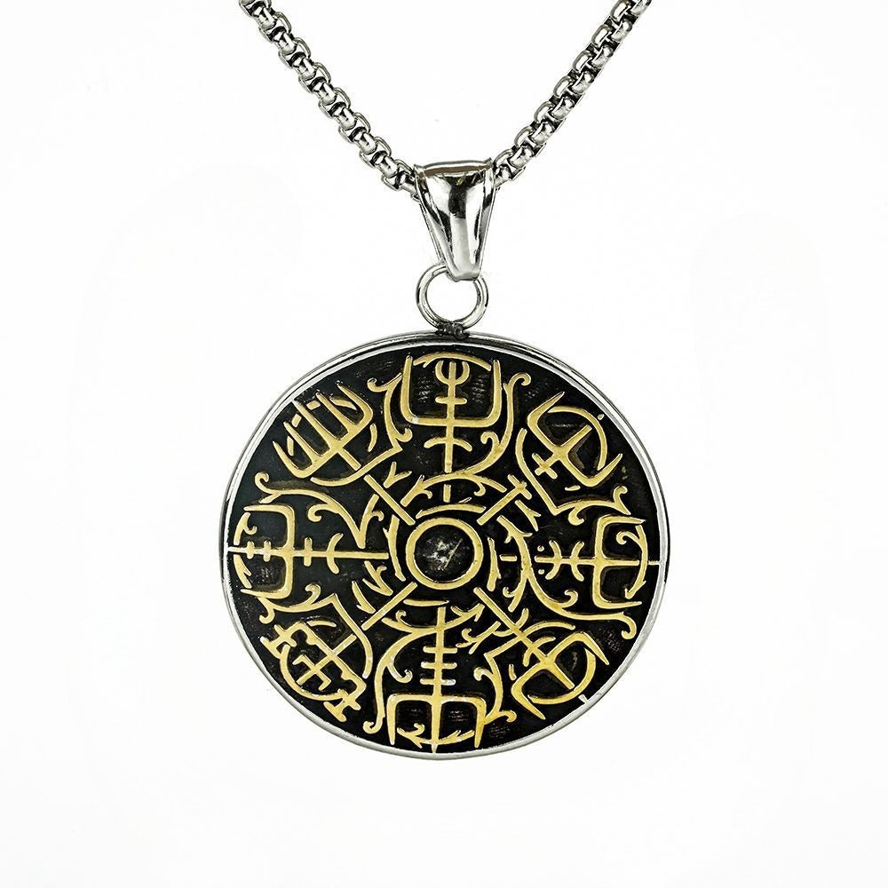 Planderful Norse Legacy Viking Compass Pendant For Men In Durable Stainless Steel Titanium Retro Necklace