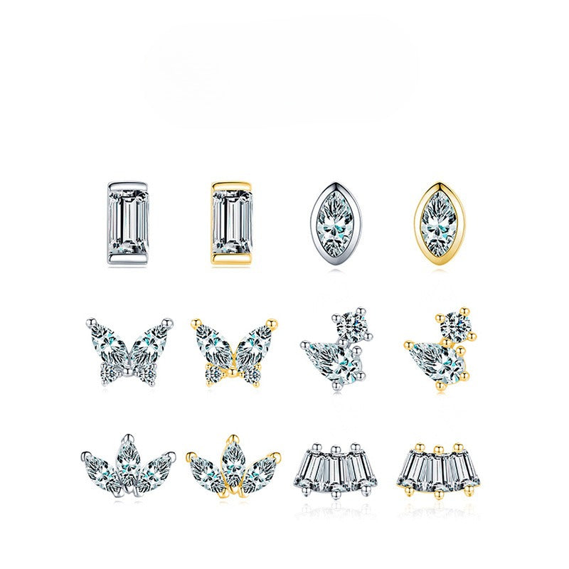 925 Sterling Silver Geometric Zircon Earrings
