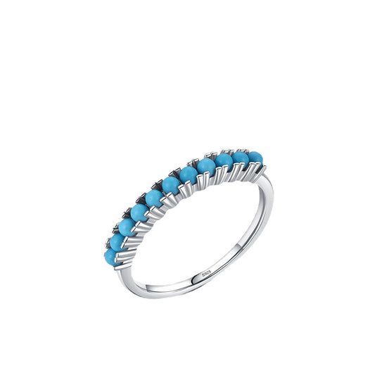 Fresh and Artistic S925 Sterling Silver Turquoise Ring - Size 5-10