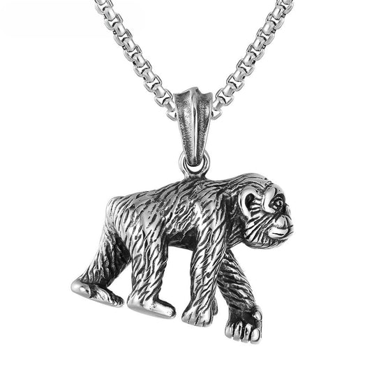 Planderful Everyday Genie Titanium Steel Pendant Gorilla Necklace For Unisex Protection