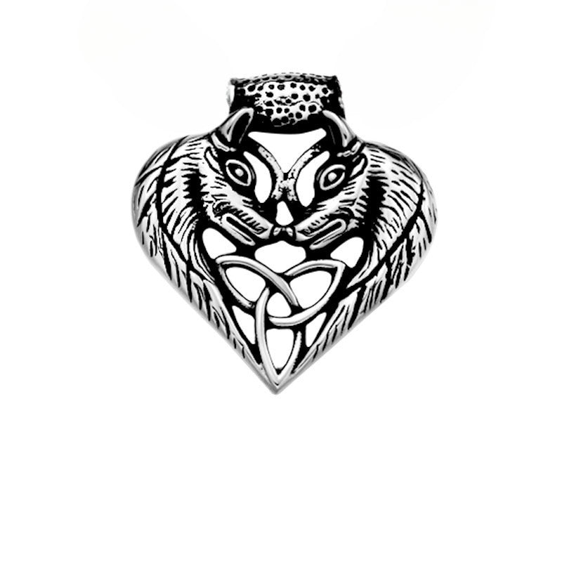 Celtic Knot Titanium Steel Double-Headed Wolf Love Pendant for Men - Retro Wholesale Design