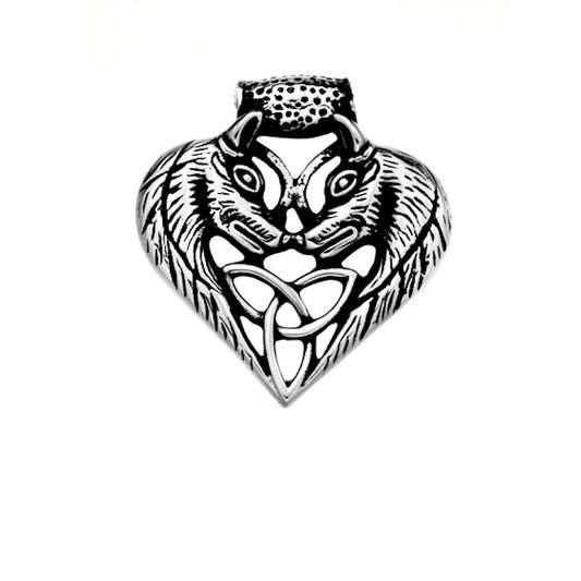 Celtic Knot Titanium Steel Double-Headed Wolf Love Pendant for Men - Retro Wholesale Design