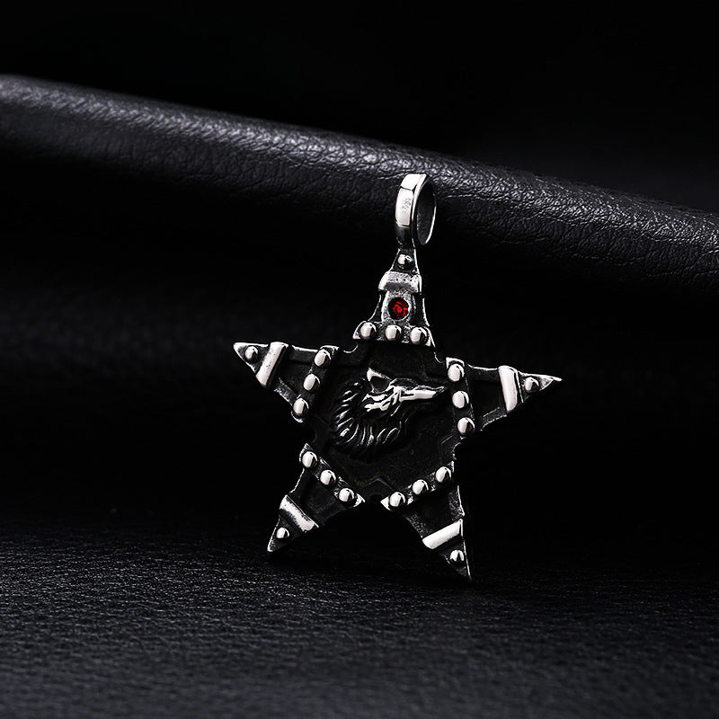 Titanium Steel Viking Wolf Head Pendant for Men - Wholesale Stainless Steel Jewelry