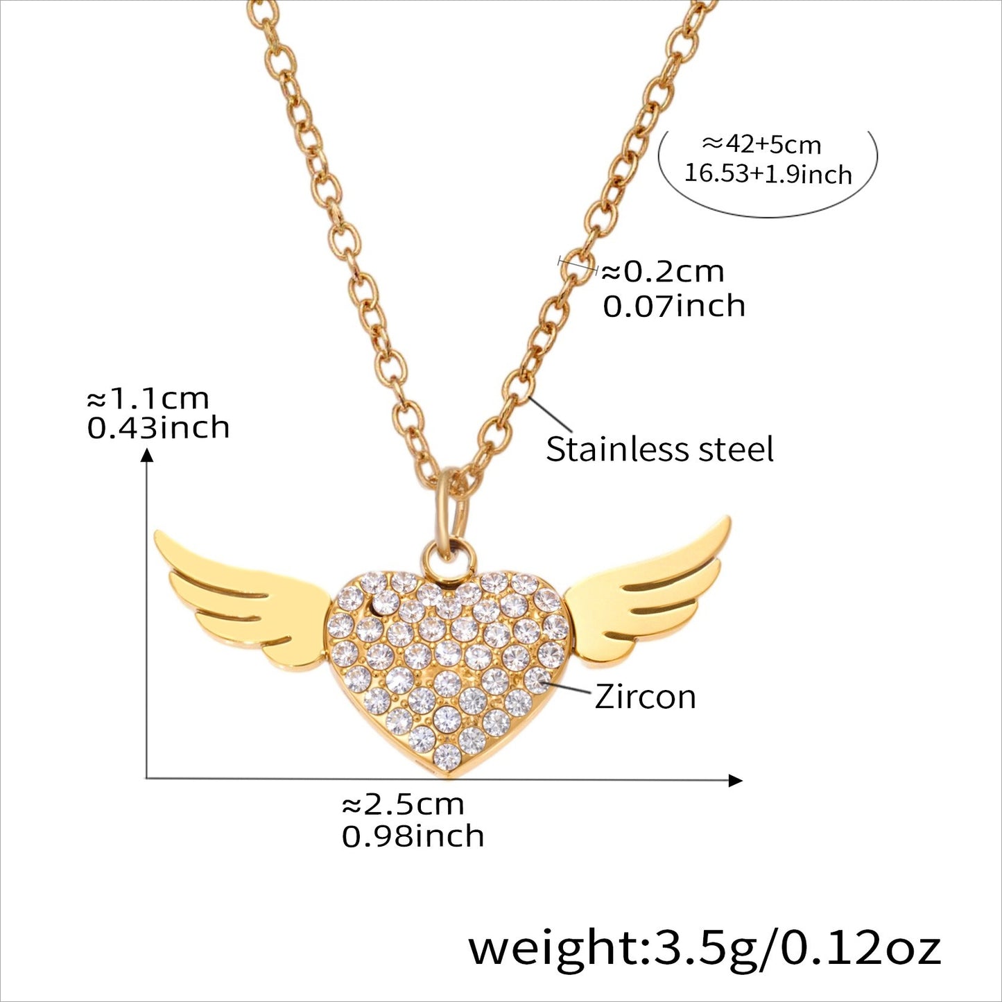 Planderful Zircon Wings Double Clavicle Necklace For Women