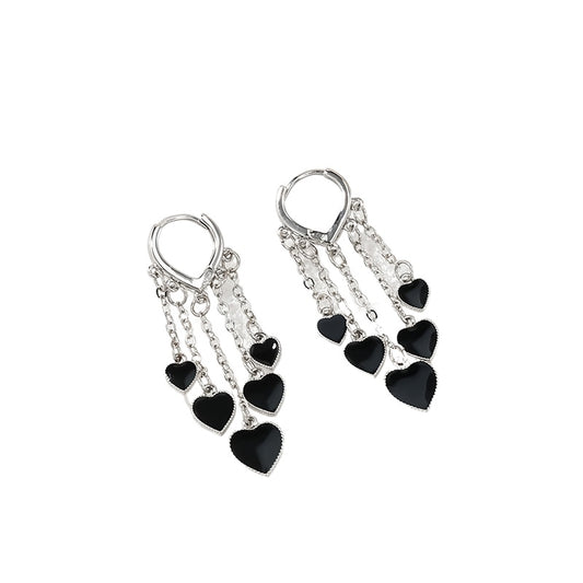 Heartfelt Amazon Love Tassel Earrings - Elegant Wholesale Heart-Shaped Women's Jewelry