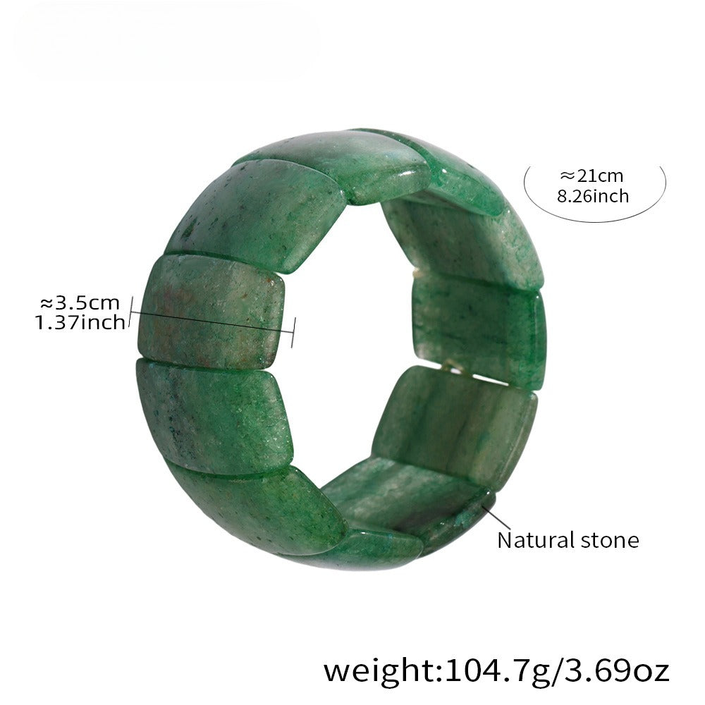 Planderful Jadeite Green Wide Faced Elastic Bracelet Women