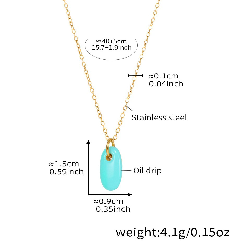 Planderful Oval Pendant Necklace 18K Gold Plated For Women