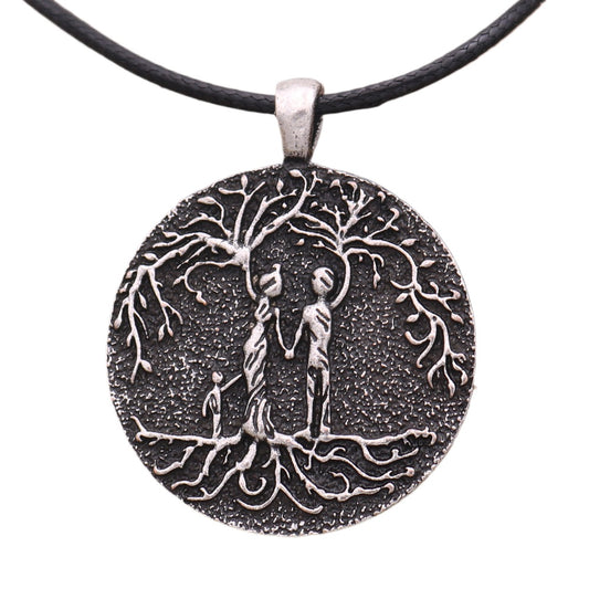 Viking Family Tree Necklace with Heat-Sensitive Design for Parents and Children