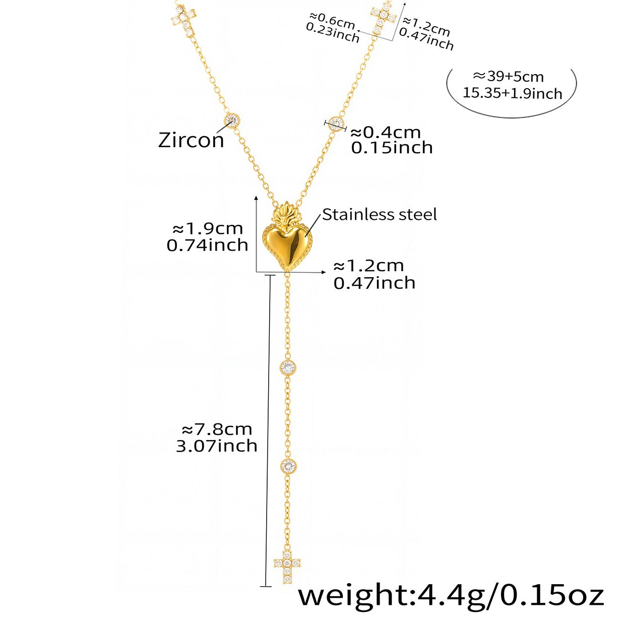 Planderful Zircon Cross Necklace Multi Layer Fringed Women