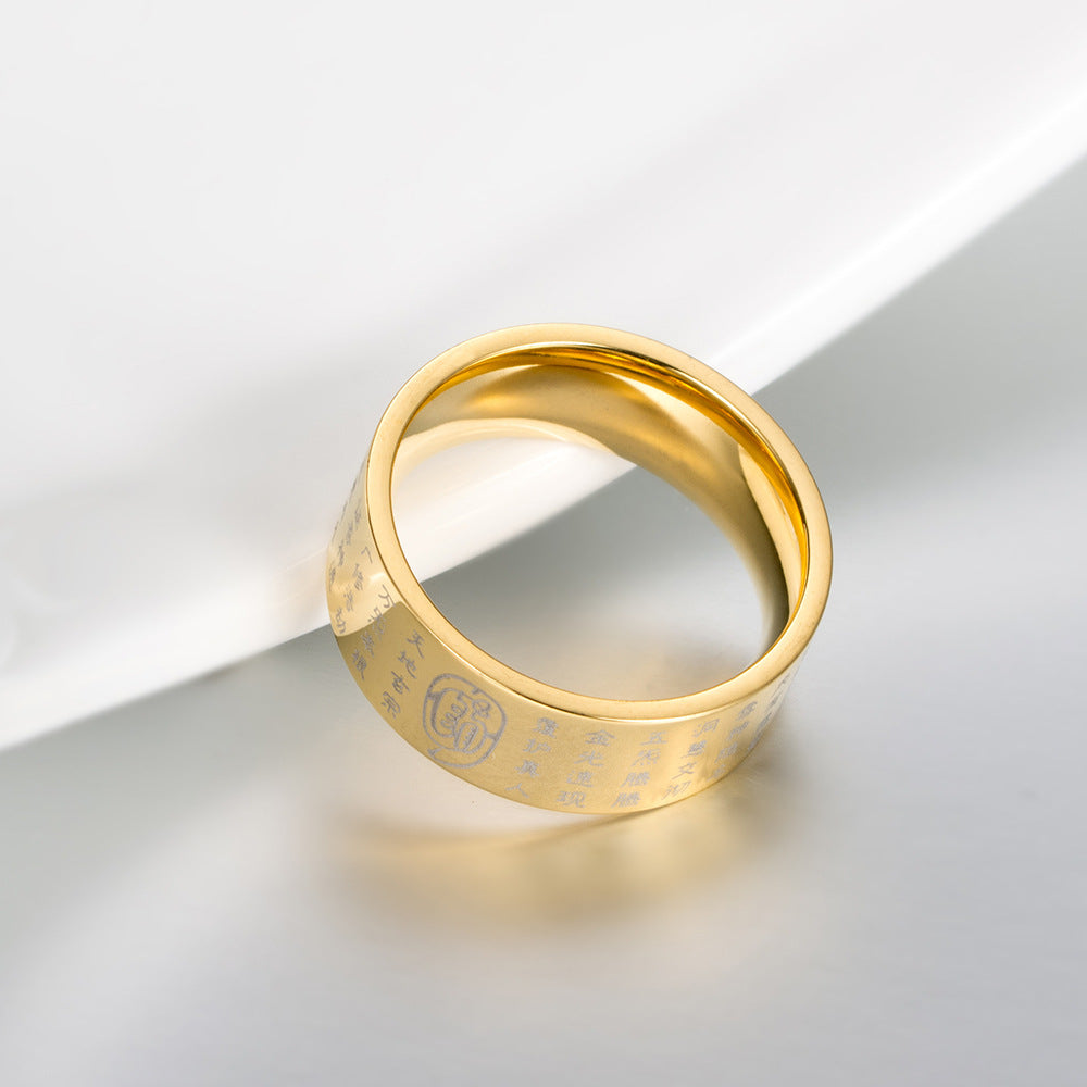 Taoist Symbol Gold-Tone Stainless Steel Ring for Men