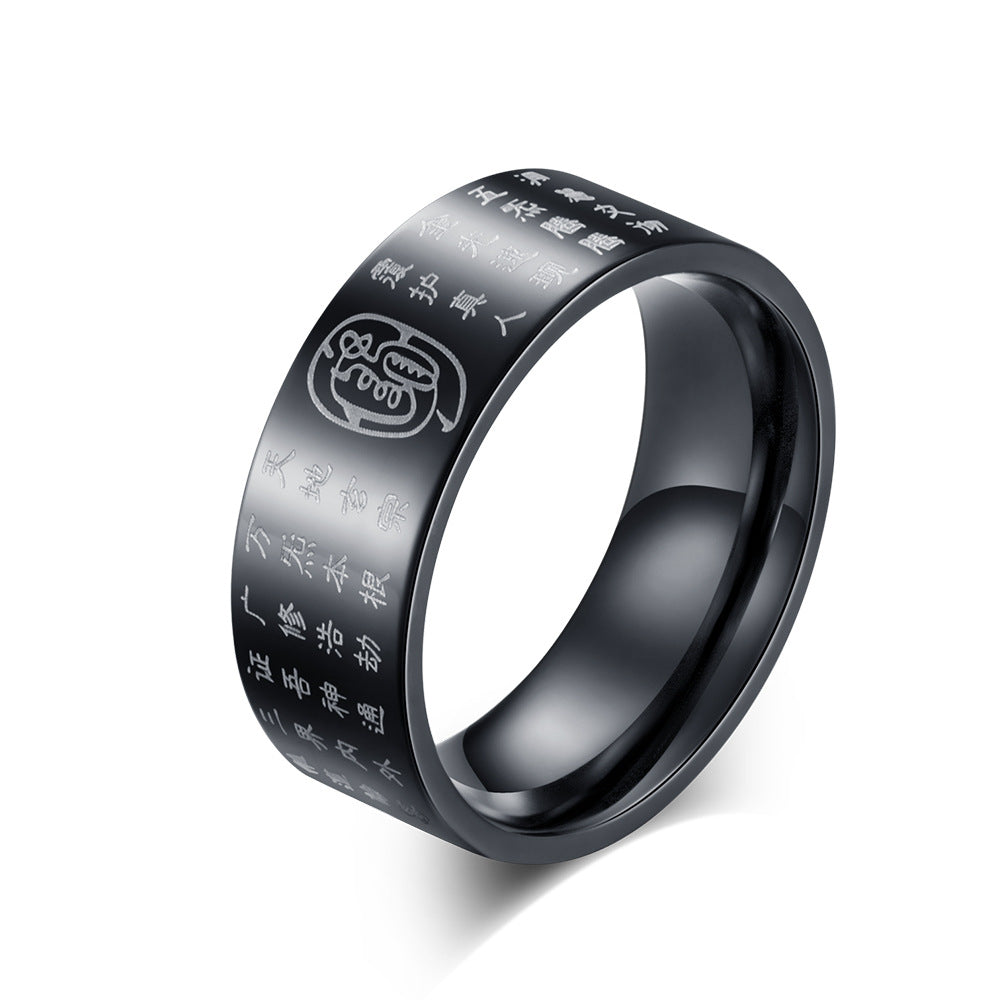 Taoist Symbol Gold-Tone Stainless Steel Ring for Men