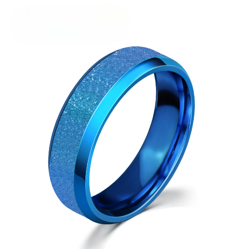 6Mm IP Vacuum Gold-Plated Matte Pressed Sand Ring Men