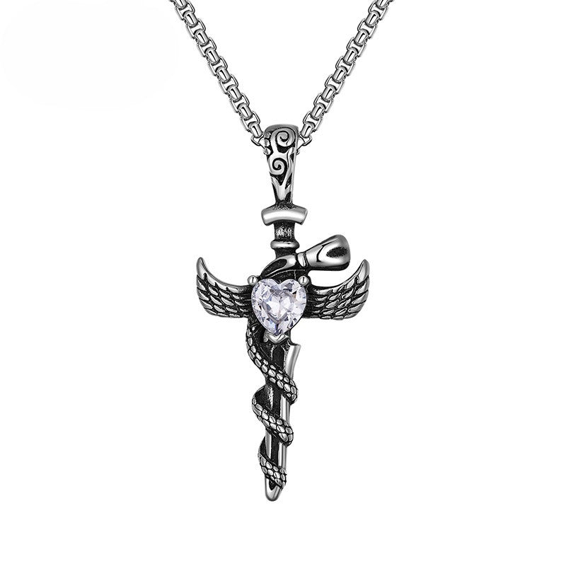 Punk Angel Wing Stainless Steel Pendant Necklace