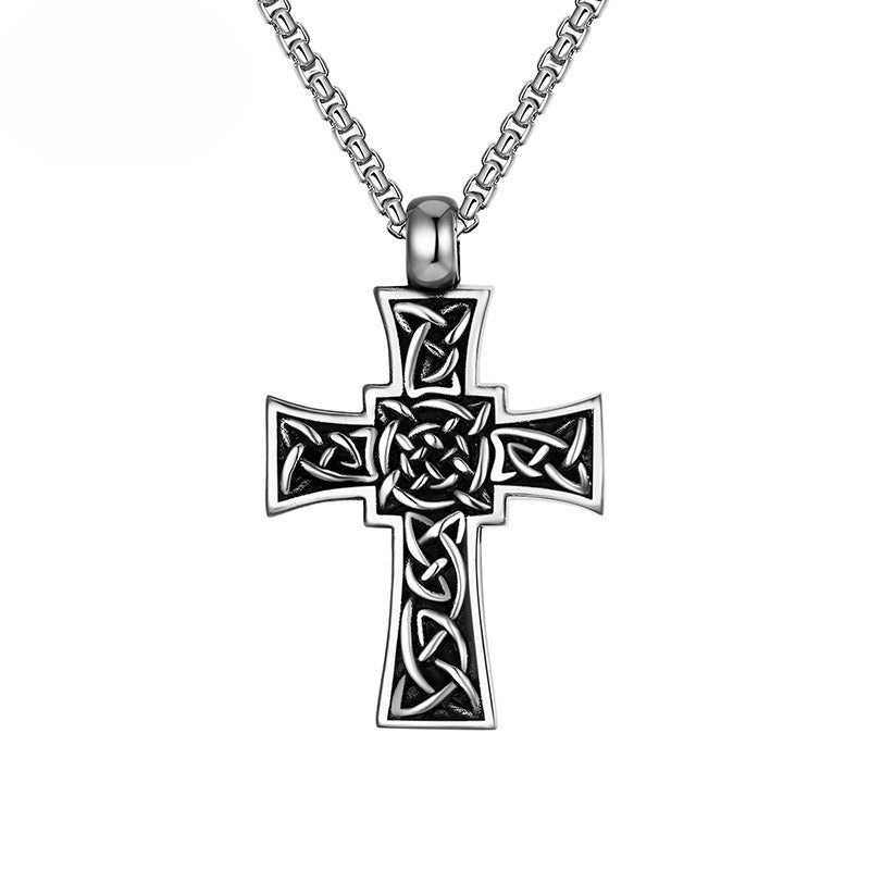 Steel Necklace – Vintage Cross Pendant For Men With Long Titanium Steel Chain, Hip Hop Style