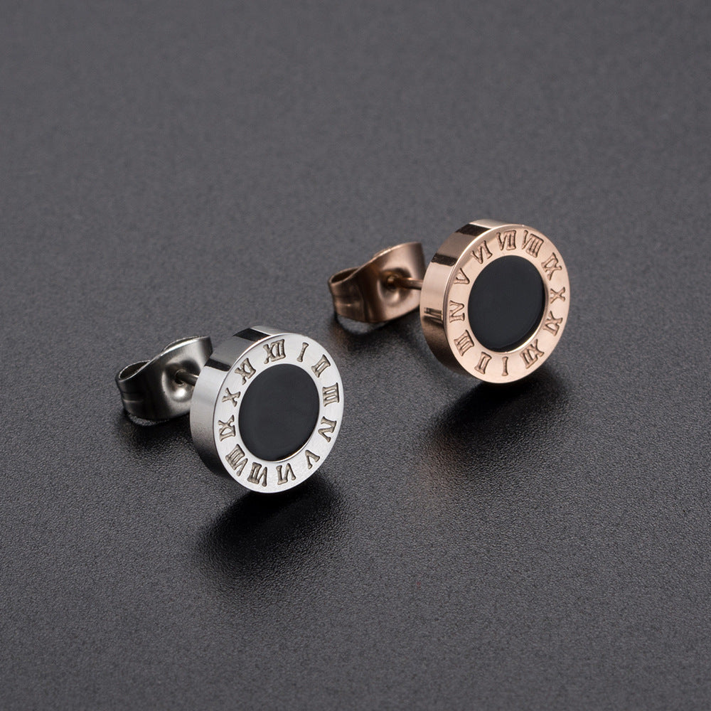 European and American Street Shots Titanium Steel Earrings