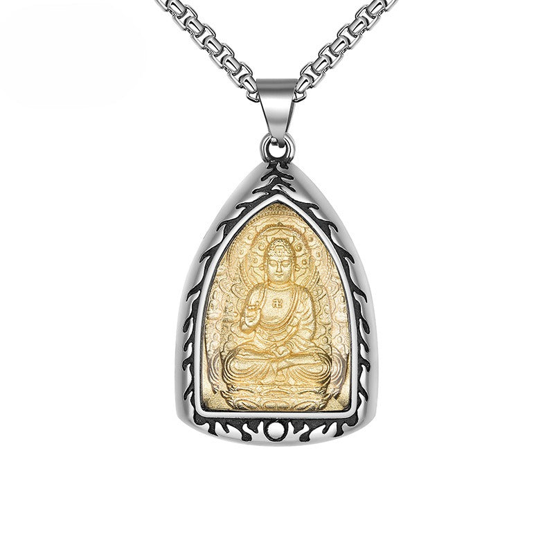 Steel Necklace – Vintage Buddhist Amulet
