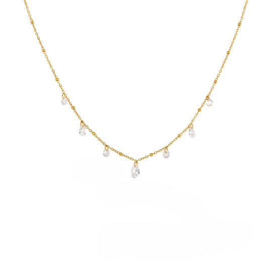 Women's Stainless Steel Horse Eye Zircon Wave Bead Necklace Stacked With Daily Gifts