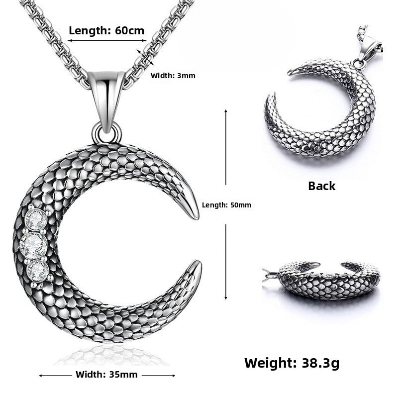 Punk Moon Stainless Steel Men's Pendant Necklace